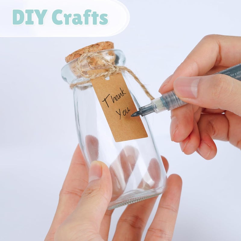 OurWarm 3.4oz Small Glass Jars with Lids, 12PCS Mini Glass Jars with Cork Twine Tags & Stickers, Versatile Potion Bottle Honey Spice Vials Candy Jars for DIY Crafts Birthday Wedding Gifts Party Favors - Image 3
